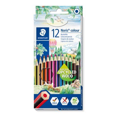 Kartonetui mit 12 Buntstiften in sortierten Farben