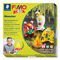 FIMO® kids 8034 - Ofenhärtende Modelliermasse Set „Monster“ mit 4 Blöcken à 42 g (gelb, grün, glitter weiß, glitter rot), Modellierstab, Schritt-für-Schritt-Anleitung, Spieluntergrund / Bastelbogen, Aufkleber, Gebrauchsanleitung