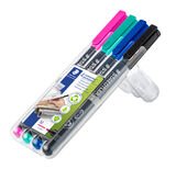 Caixa STAEDTLER com 4 marcadores Lumocolor permanent em várias cores