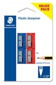 Blistercard containing 4 sharpener in assorted colours