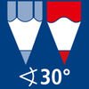 Sharpening angle of 30° Sharpening angle of 30°