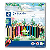 Caixa contendo 24 lápis de cor em cores sortidas