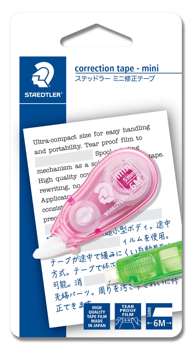Blistercard containing 1 correction tape mini pink