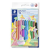 Cardboard box containing 12 wax twister in assorted colours