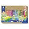 Kartonnen etui bevat 18 kleurpotloden in geassorteerde kleuren en speciale slijper