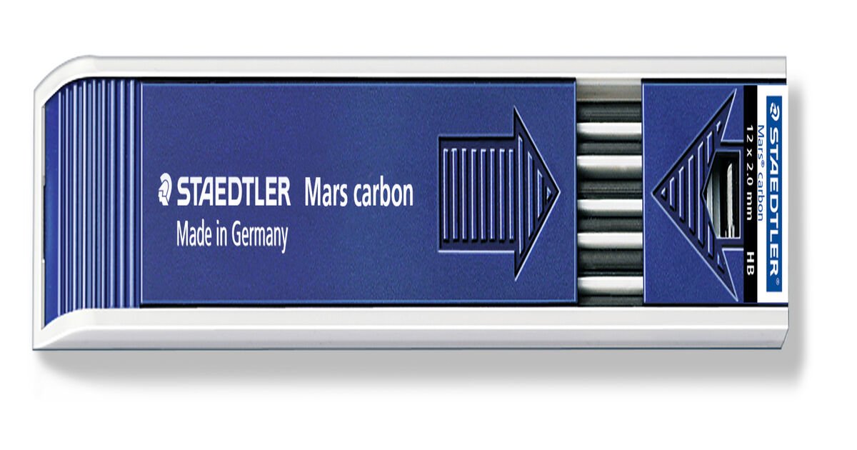  6H 1 confezione da 12 mine Staedtler Mars Carbon mine da 2 mm 6H gradi 200  