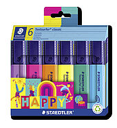 Caja de cartón con 6 Textsurfer classic, nueva gama "HAPPY colours"