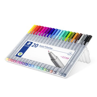 STAEDTLER box containing 20 triplus fineliner in assorted colours