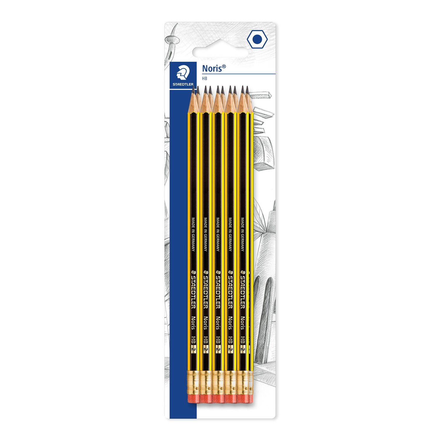 12pcs X STAEDTLER Noris 122-HB Pencil with eraser tip 