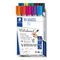 Ten count box containing 10 Lumocolor whiteboard marker in assorted colours