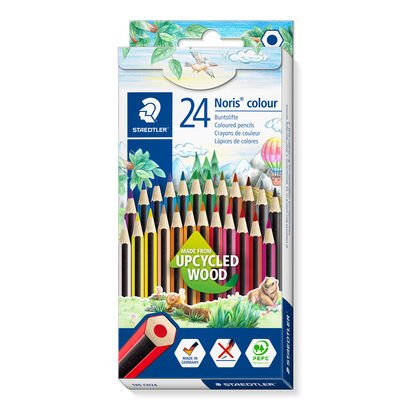Etui carton double couche de 24 crayons de couleur assortis