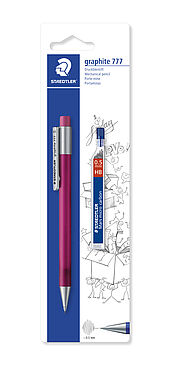 Blistercard containing 1 mechanical pencil, line width 0.5 mm in assorted barrel colours and 1 Mars micro carbon 250 05-HB