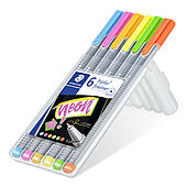 STAEDTLER box containing 6 triplus fineliner in assorted colours, Neon