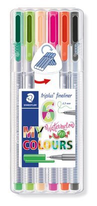 Caixa STAEDTLER contendo 6 triplus fineliner em cores sortidas, Melancia