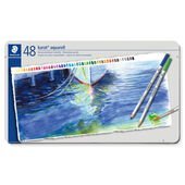 Metal case containing 48 watercolour pencils in assorted colours