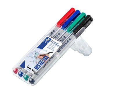 STAEDTLER box de 4 feutres non permanents, couleurs assorties, pointe biseautée