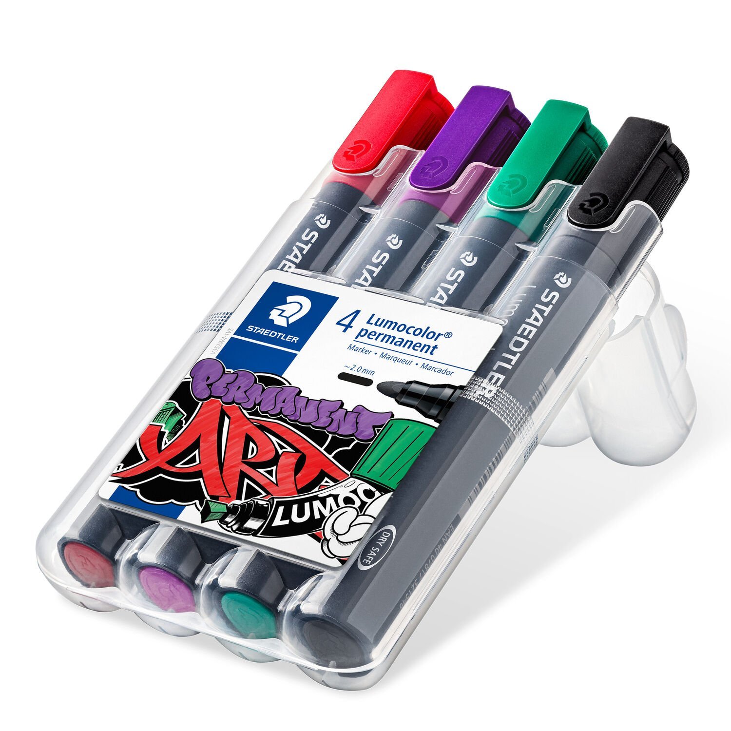nachfüllbar STAEDTLER Box mit 4 Farben STAEDTLER 350 WP4 Permanentmarker Lumocolor 