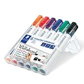 STAEDTLER box containing 6 Lumocolor whiteboard marker in assorted colours