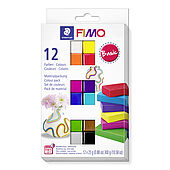 Materialpackung "Basic Colours" im Kartonetui mit 12 Halbblöcken (sortierte Farben), Gebrauchsanleitung