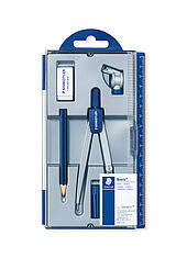 Compass set containing compass 550 60 with lead part, universal adapter, lead box, pencil and rasoplast eraser