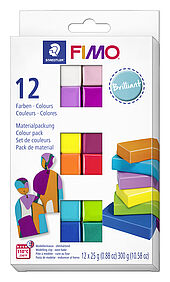 Materialpackung "Brilliant Colours" im Kartonetui mit 12 Halbblöcken (sortierte Farben), Gebrauchsanleitung