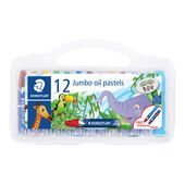 Plastic case containing 12 oil pastels in assorted colours