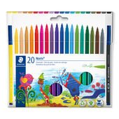 Cardboard box containing 20 fibre-tip pens Noris 326 in assorted colours