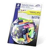 Textsurfer classic "INK-JET SAFE" - bubble display to self-refill with 100 highlighters in neon colours included