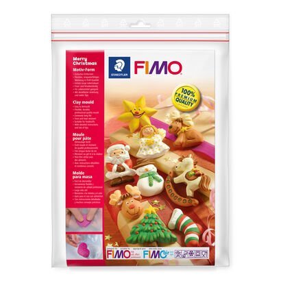 FIMO® 8742 - Moule Etui plastique de moule "Joyeux Noel", 9 motifs, taille approximative des motifs : 6 x 4 cm