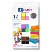 Materialpackung "Neon Colours" im Kartonetui mit 12 Halbblöcken (sortierte Farben), Gebrauchsanleitung