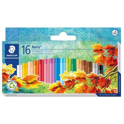 Caja de cartón contiene 16 colores surtidos