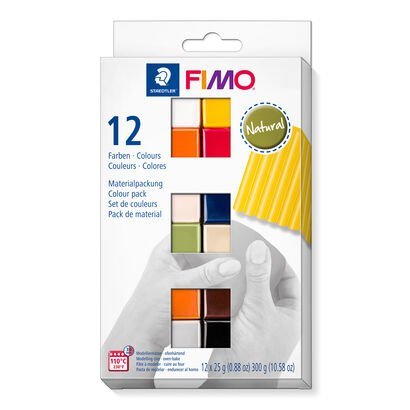 Confezione colori ''Natural Colours'' in confezione di cartone con 12 mezzi blocchi (colori assortiti), istruzioni