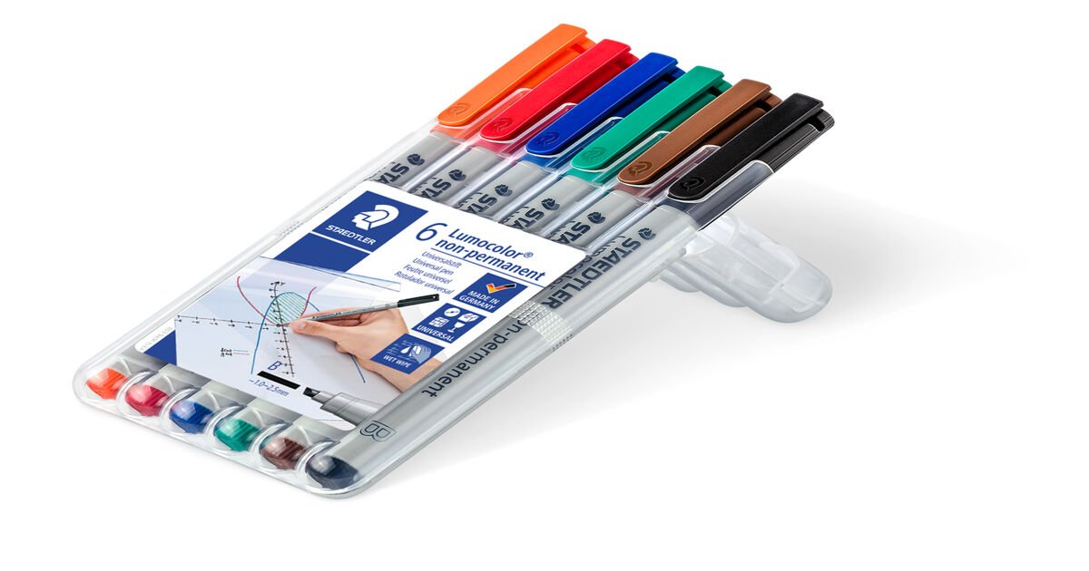 STAEDTLER 312 WP6 Lumocolor Non Permanent Broad Universal Markers Pack of 6 