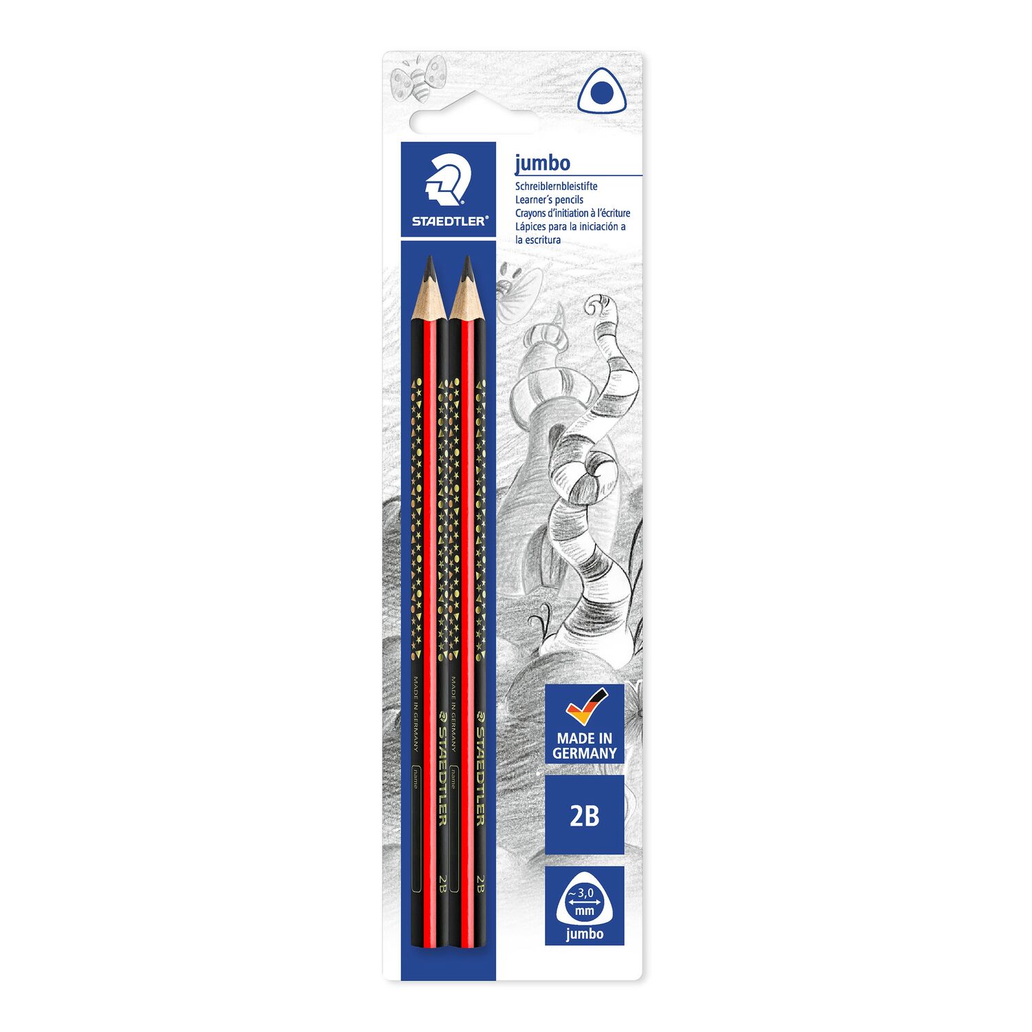 3-15Pcs STAEDTLER 1285 Jumbo Learner's Pencil Triangular Shaped 2B Germany are 