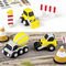 Set "Construction trucks" containing 4 blocks à 42 g (grey, 2 x yellow, black), modelling stick, step-by-step instructions, cut out templates / playing surface, sticker, instruction