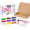 Basic set in a cardboard box with 9 half blocks à 25 g (assorted colours), 1 bottle of gloss varnish, 2 modelling tools, instruction