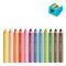 Astuccio con 12 matite colorate in colori assortiti e un temperamatite