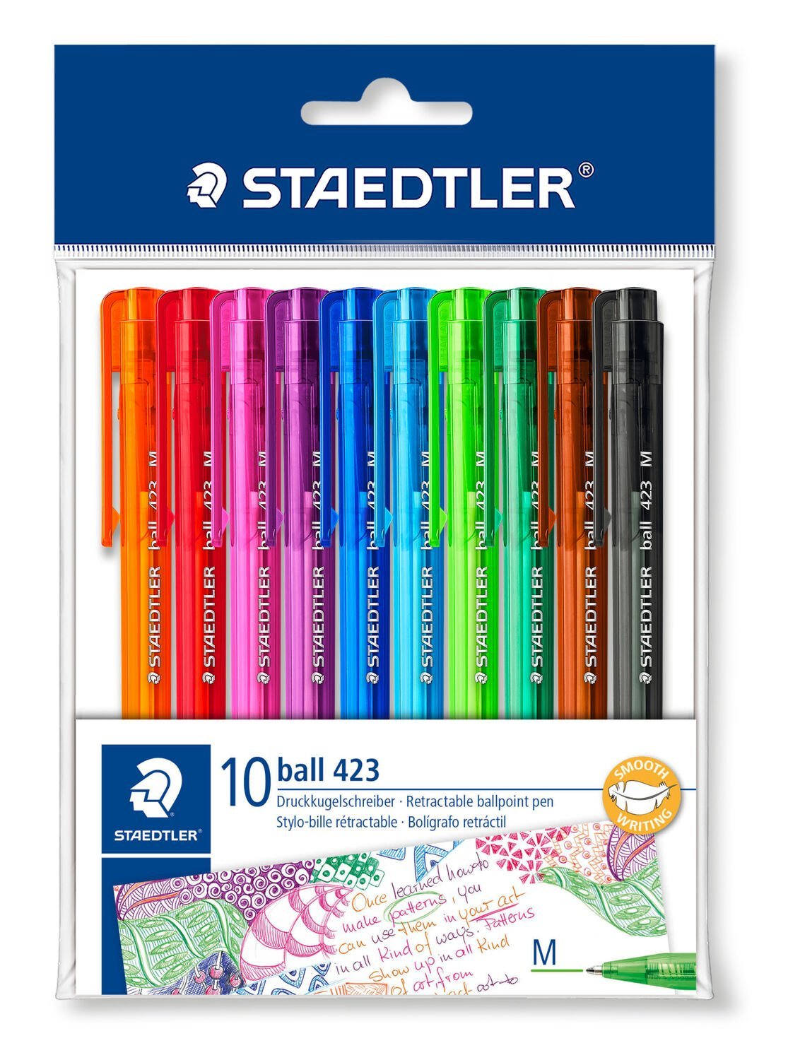 Polybeutel mit 10 Kugelchreibern in sortierten Schreibfarben, Linienbreite M