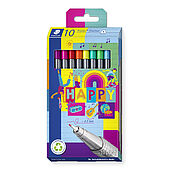 Carton box containing 10 triplus fineliner in assorted colours, Happy