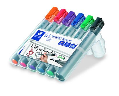 STAEDTLER box containing 6 Lumocolor flipchart marker in assorted colours