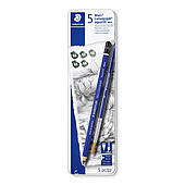 Estuche metálico con 5 lápices de grafito acuarelables de varias graduaciones y 1 pincel redondo n.º 8