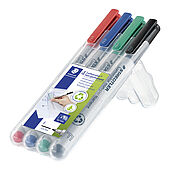 Caixa STAEDTLER com 4 marcadores Lumocolor não permanentes em várias cores