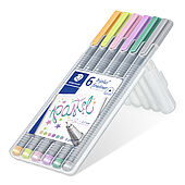 STAEDTLER box containing 6 triplus fineliner in assorted colours, Pastel