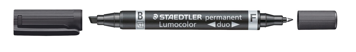Lumocolor® permanent duo 348 B - Marcatore con due punte: tonda e a scalpello
