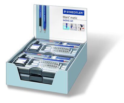 Counter display containing 6 technical pen sets, filling per set (1 each) 745 R-9, 526 50, 556 74, 775 05, 250 05-HB