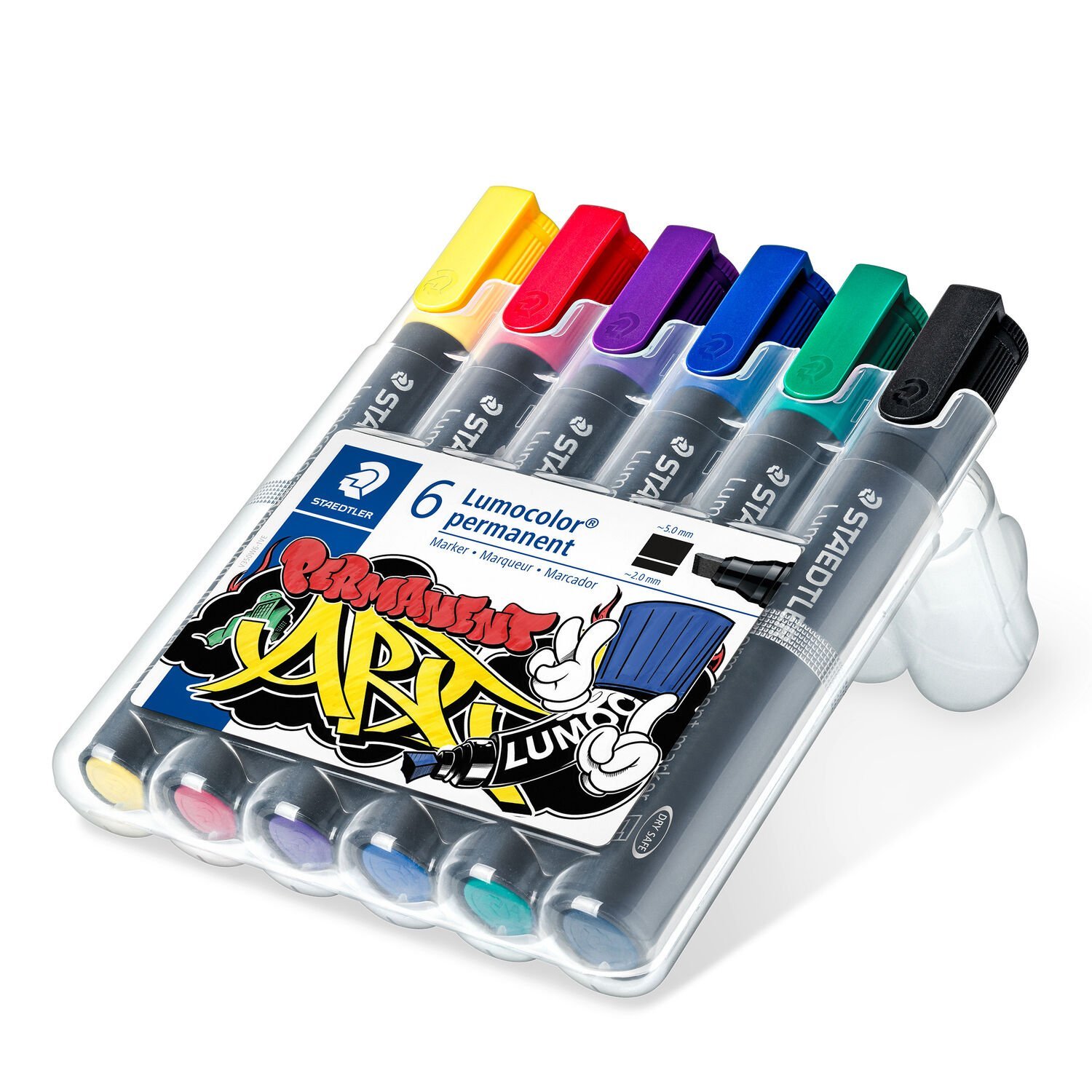 STAEDTLER Box "Lumocolor ART" mit 6 Lumocolor permanent marker in sortierten Farben
