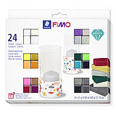Materialpackung FIMO effect im Kartonetui mit 24 Halbblöcken (sortierte Farben), Gebrauchsanleitung