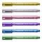 Blister Contém 5 marcadores metálicos, cores: ouro e prata, rosa, azul e verde