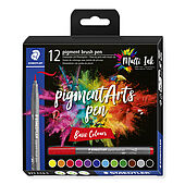 Kartonetui mit 12 pigment brush pen in sortierten Farben