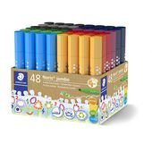 Cardboard cup containing 48 Noris jumbo fibre-tip pens in 12 assorted colours